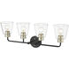 Cameron 4 Light 30 inch Matte Black/Modern Gold Bathroom Vanity Light Wall Light